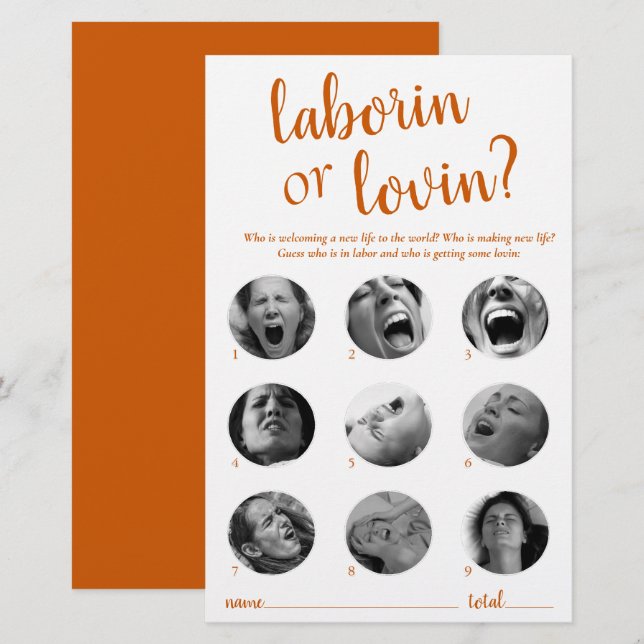 Einfaches Labor oder Lovin | Fall Orange Game Card (Vorne/Hinten)
