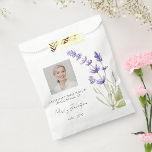Einfaches Lavendel-Foto-Trauer-Samen Geschenktütchen