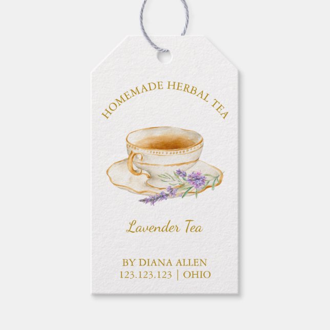 Einfaches Lavendel-Tee-Hängeschild l Weiß Geschenkanhänger (Vorderseite)