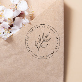 Einfaches Leaf | Round Name & Rücksendeadresse Gummistempel