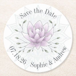 Einfaches Leaf und Lotus mit Mandala Save the Date Runder Pappuntersetzer