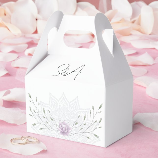 Einfaches Leaf und rosa Lotus mit Mandala Wedding Geschenkschachtel (Hochzeit)