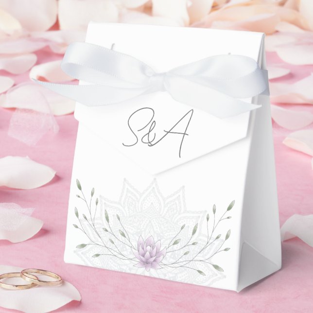 Einfaches Leaf und rosa Lotus mit Mandala Wedding Geschenkschachtel (Hochzeit)