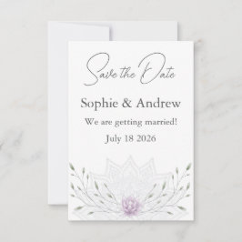 Einfaches Leaf und rosa Lotus mit Mandala Wedding Save The Date