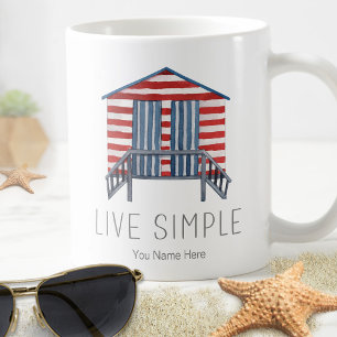Einfaches Leben Zitat Nautischer Sommer Strandhütt Kaffeetasse