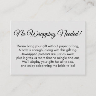 Einfaches leicht graues Brautparty ohne Wrapping Begleitkarte