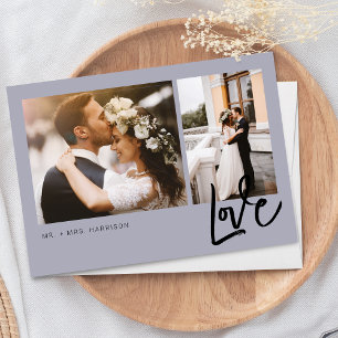 Einfaches Liebesschrift 2 Fotos Hochzeit Dankeskarte