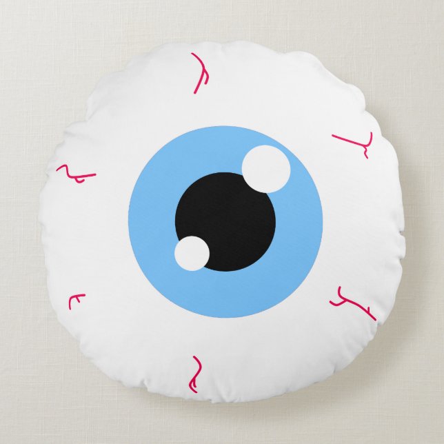Einfaches Light Blue Eyeball Rundes Kissen (Vorderseite)