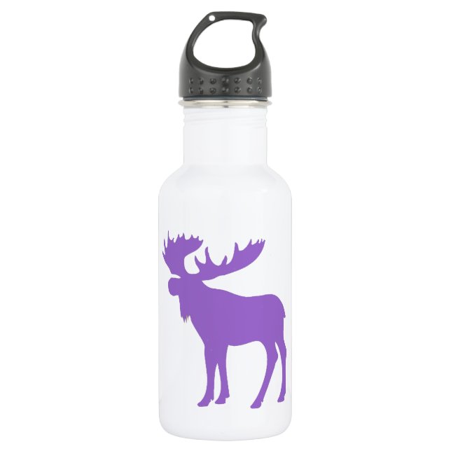 Einfaches lila Elchsymbol Edelstahlflasche (Vorderseite)