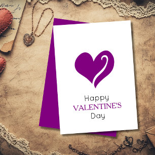 Einfaches lila Herz Frohen Valentinstag Feiertagskarte
