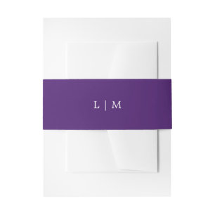 Einfaches lila Monogramm Elegante Hochzeit Einladungsbanderole