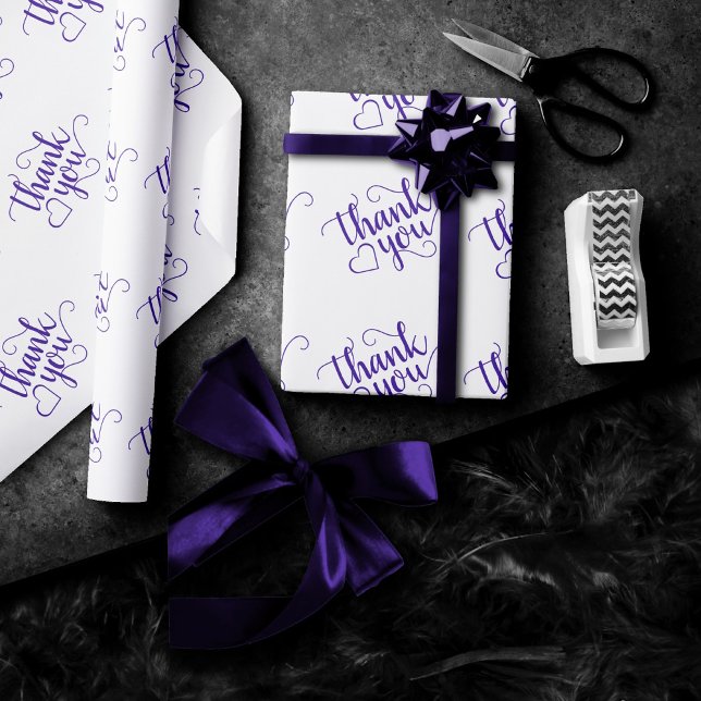 Einfaches Lila Skript | Royal Traube Vielen Dank Geschenkpapier (Von Creator hochgeladen)