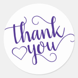 Einfaches Lila Skript | Traubenleidenschaft Danke Runder Aufkleber