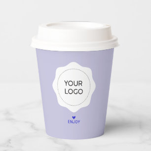 Einfaches Lila- und Violett-Geschäftslogo Custom Pappbecher