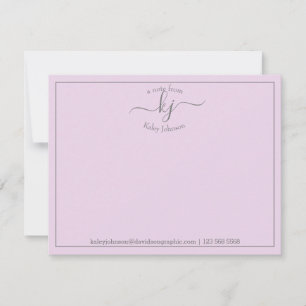 Einfaches Lilac-Skript vom Schreibtisch der Note C Dankeskarte