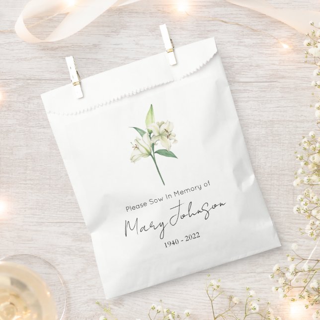Einfaches Lilien-Samenpaket Begräbnis  Geschenktütchen (Ausgeschnitten)