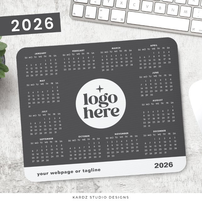 Einfaches Logo 2026 Business Full Year Calendar Mousepad (Von Creator hochgeladen)