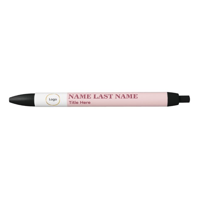 Einfaches Logo Blushrosa Name Titel Kugelschreiber (Vorderseite)