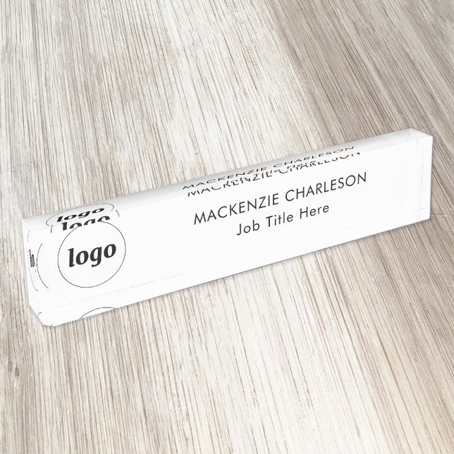 Einfaches Logo für kundenspezifische Textverarbeit Namensplakette (Logo with text simple business branding professional name plate)