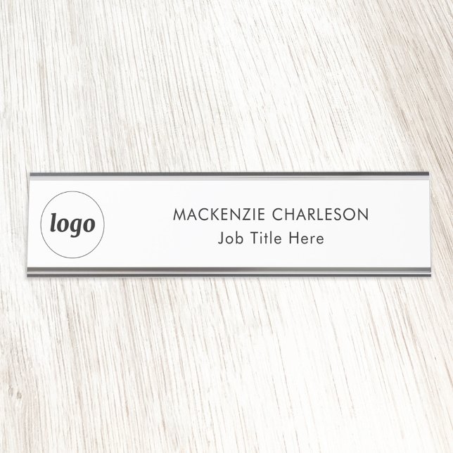 Einfaches Logo für kundenspezifische Textverarbeit Schreibtischnamensplakette (Logo with text simple business branding professional name plate)