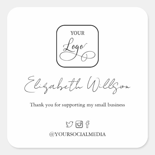 Einfaches Logo für Werbeaktionen Quadratischer Aufkleber (Vorderseite)