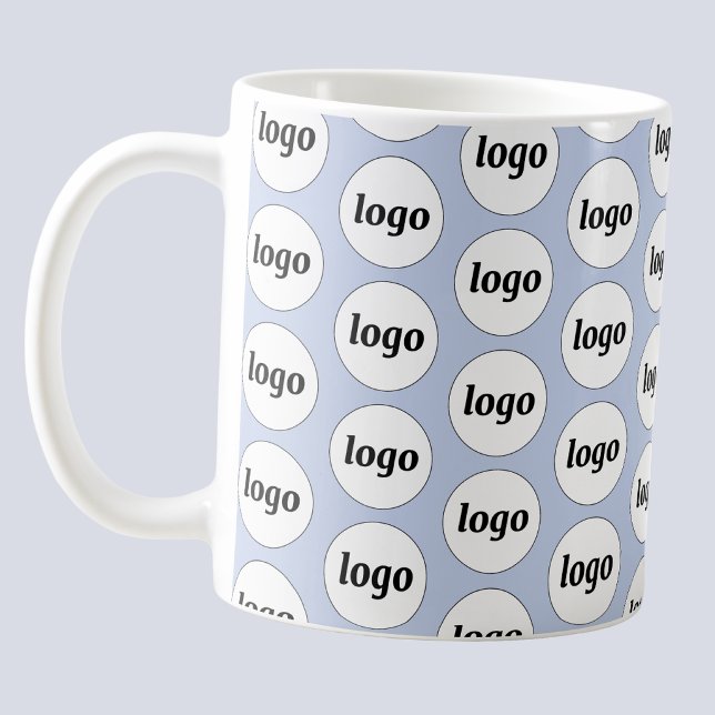 Einfaches Logo-Geschäfts-Branding-Muster Hellblau Kaffeetasse (Simple logo pattern business branding promotional coffee mug)