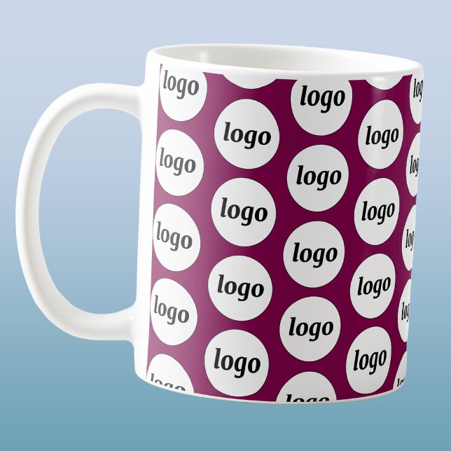 Einfaches Logo-Geschäfts-Branding-Muster Kirschrot Kaffeetasse (Simple logo pattern business branding promotional coffee mug)