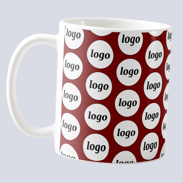 Einfaches Logo-Geschäfts-Branding-Muster Rot Kaffeetasse (Simple logo pattern business branding promotional coffee mug)