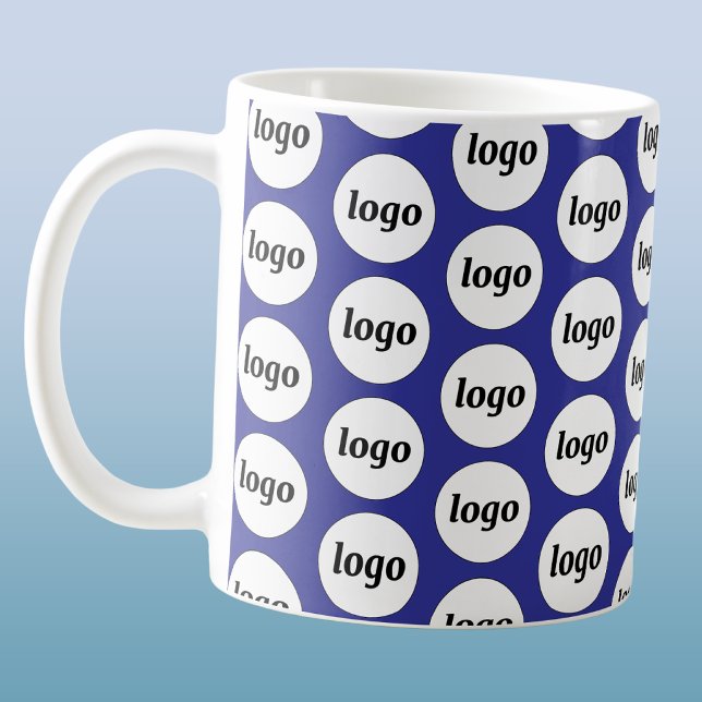 Einfaches Logo-Geschäftsbranding-Muster Blau Kaffeetasse (Simple logo pattern business branding promotional coffee mug)