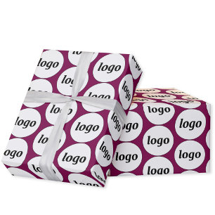 Einfaches Logo-Geschäftsmodell Dunkles Magentrosa Geschenkpapier