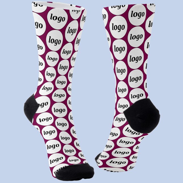 Einfaches Logo-Geschäftsmodell Dunkles Magentrosa Socken (Simple logo pattern business branding promotional dark magenta pink socks)