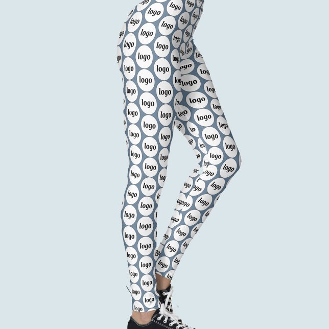 Einfaches Logo-Geschäftsmodell Dusty Blue Leggings (Simple logo pattern business promotional branding leggings)