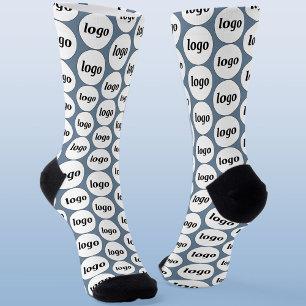 Einfaches Logo-Geschäftsmodell Dusty Blue Socken