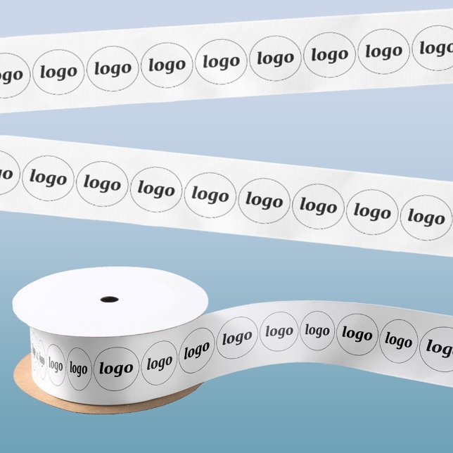 Einfaches Logo-Geschäftsmodell Satinband (Logo pattern ribbon business branding promotional packaging for a shop, store, artisan bakery etc)