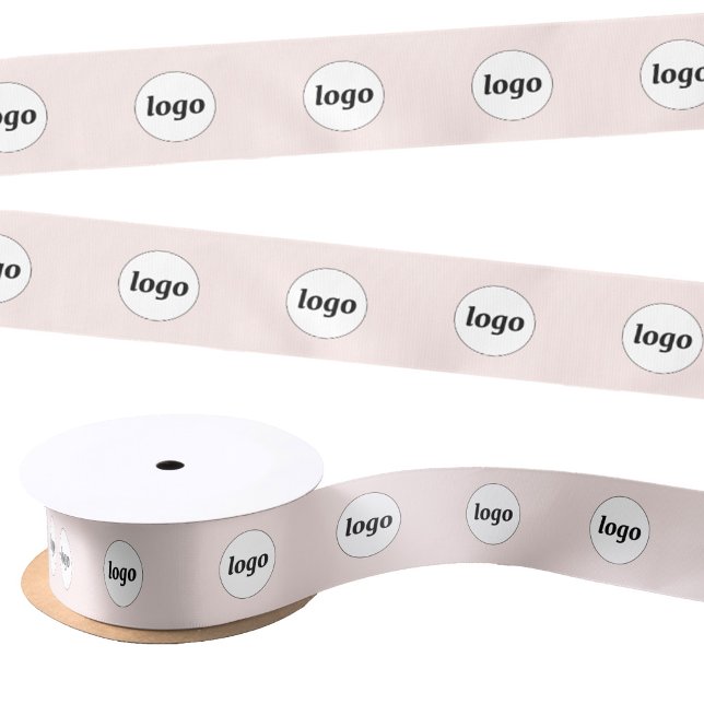 Einfaches Logo-Geschäftsmuster Rosa Satinband (Simple logo with custom text business branding promotional blush pink ribbon)