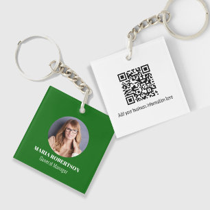 Einfaches Logo Minimalistisches QR-Code Grün Schlüsselanhänger