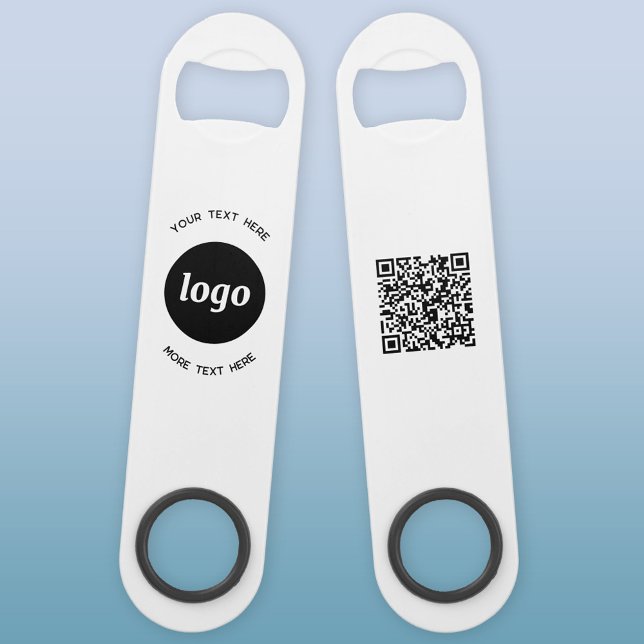 Einfaches Logo mit QR-Code Speed Flaschenöffner (Logo with custom text and QR code business promotional bottle opener bar key)