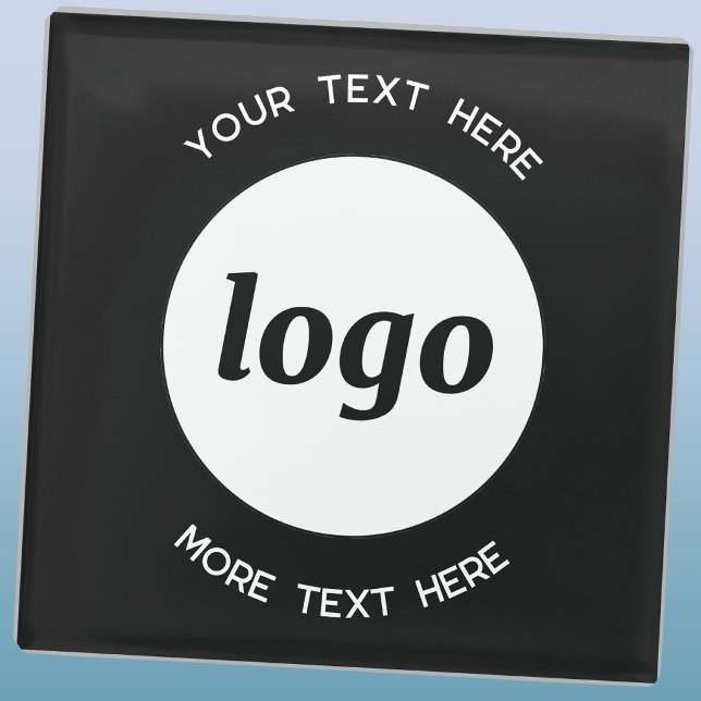 Einfaches Logo mit Text Geschäft Glasuntersetzer (Simple logo with custom text business branding promotional coaster)