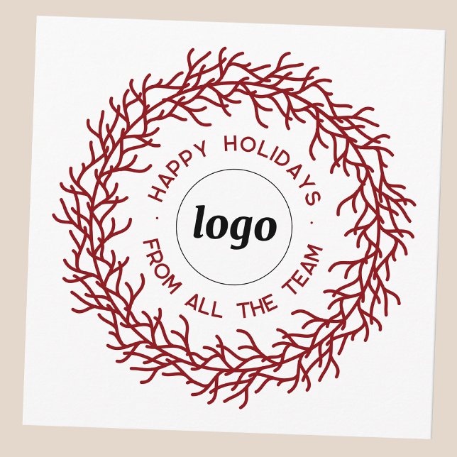 Einfaches Logo mit Text Geschäftswerbung Feiertagskarte (Modern wreath logo business company holiday card)