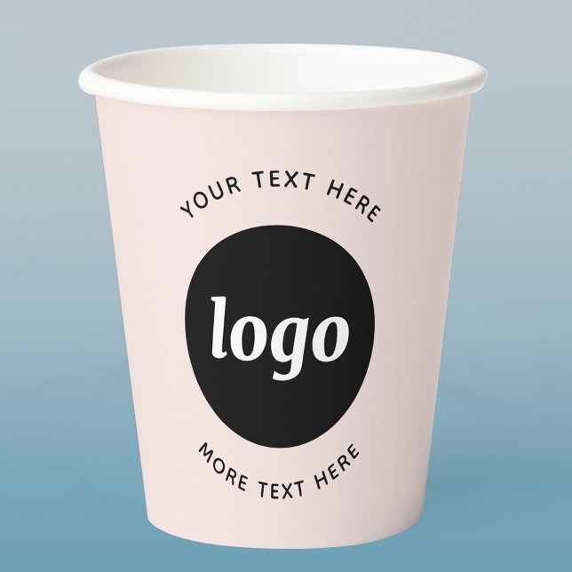Einfaches Logo mit Text in Rosa Pappbecher (Logo and text business promotional paper cup)