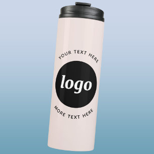 Einfaches Logo mit Text in Rosa Thermosbecher