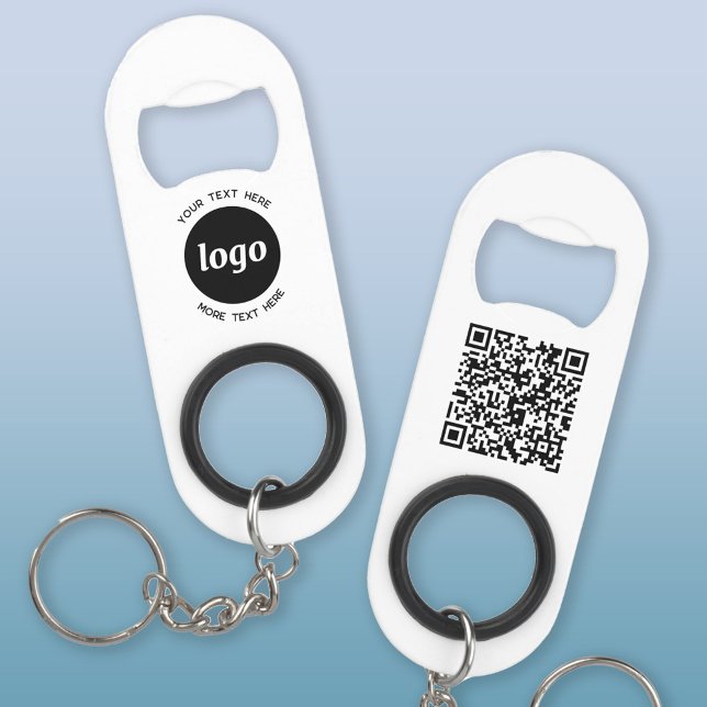 Einfaches Logo mit Text QR-Code Geschäft Mini Flaschenöffner (Logo QR code and custom text business promotional keychain bottle opener)
