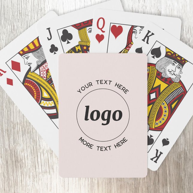Einfaches Logo mit Text-Rosa-Werbung Spielkarten (Logo with custom text blush pink business promotional playing cards)