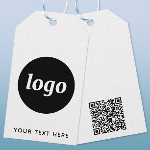 Einfaches Logo mit Text- und QR-Code-Tags Geschenkanhänger