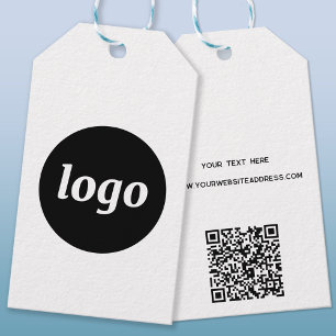 Einfaches Logo mit Text- und QR-Code-Tags Geschenkanhänger