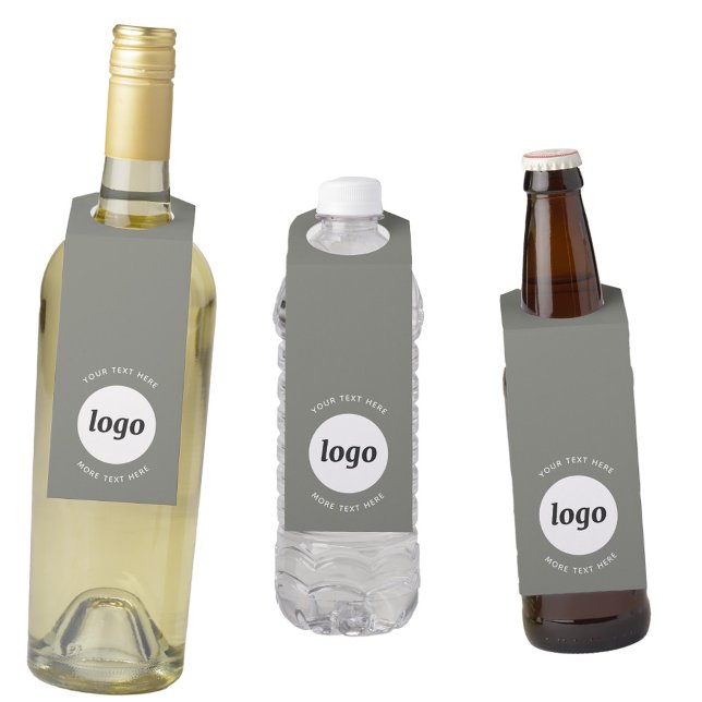 Einfaches Logo mit Text-Werbefläche grün Flaschenanhänger (Logo and custom text business promotional sage green bottle hanger tags)