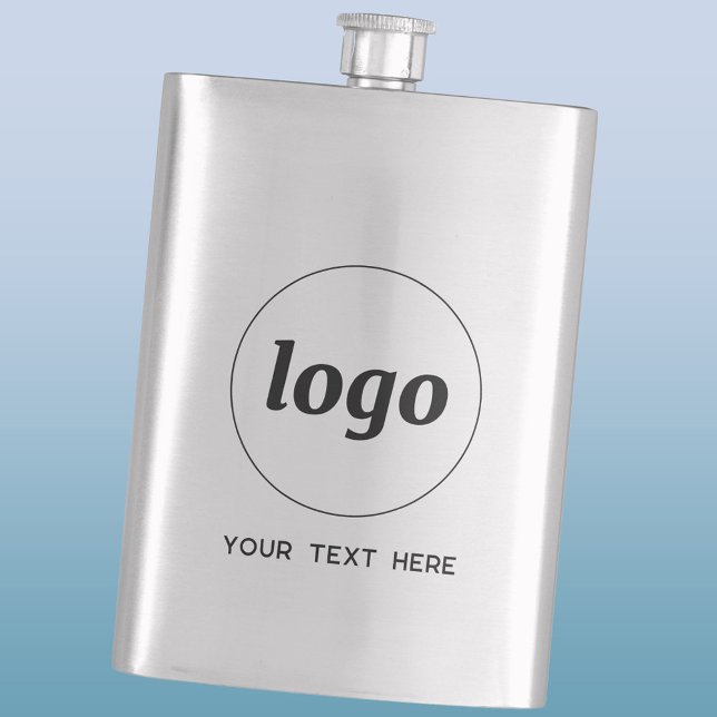 Einfaches Logo mit Textwerbung Flachmann (Simple logo with text business branding promotional flask)