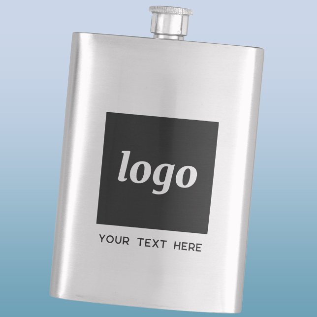 Einfaches Logo mit Textwerbung Flachmann (Simple logo with text business branding promotional flask)