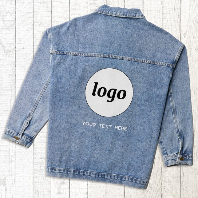 Einfaches Logo mit Textwerbung Jeansjacke (Simple logo with custom text business promotional branding denim jacket)
