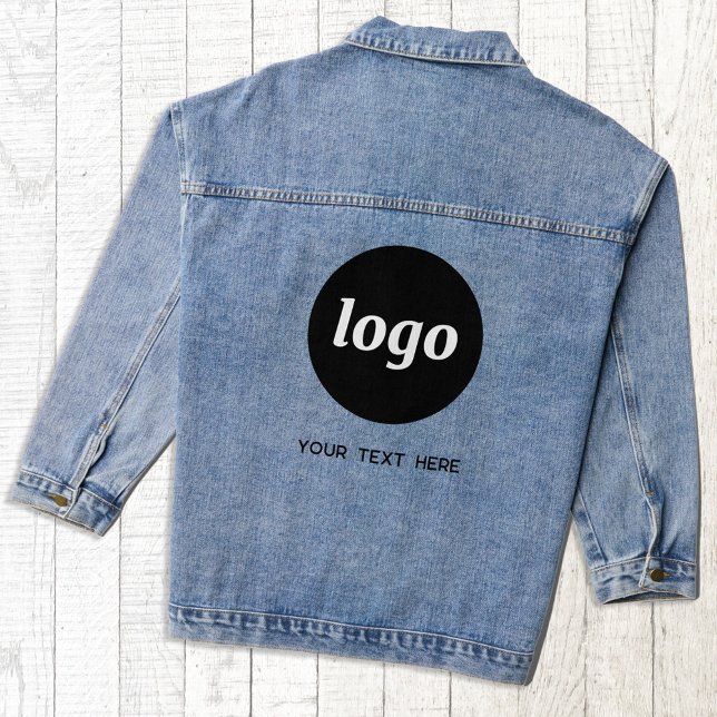 Einfaches Logo mit Textwerbung Jeansjacke (Simple logo with custom text business promotional branding denim jacket)